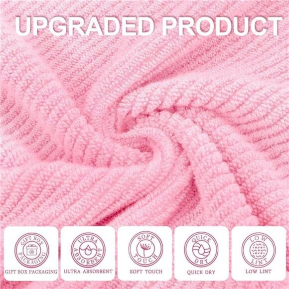 Cotton Washcloth Set Soft Quick Dry Face Towels Baby Pink Bathroom Gift 6pc - Picture 2 of 7